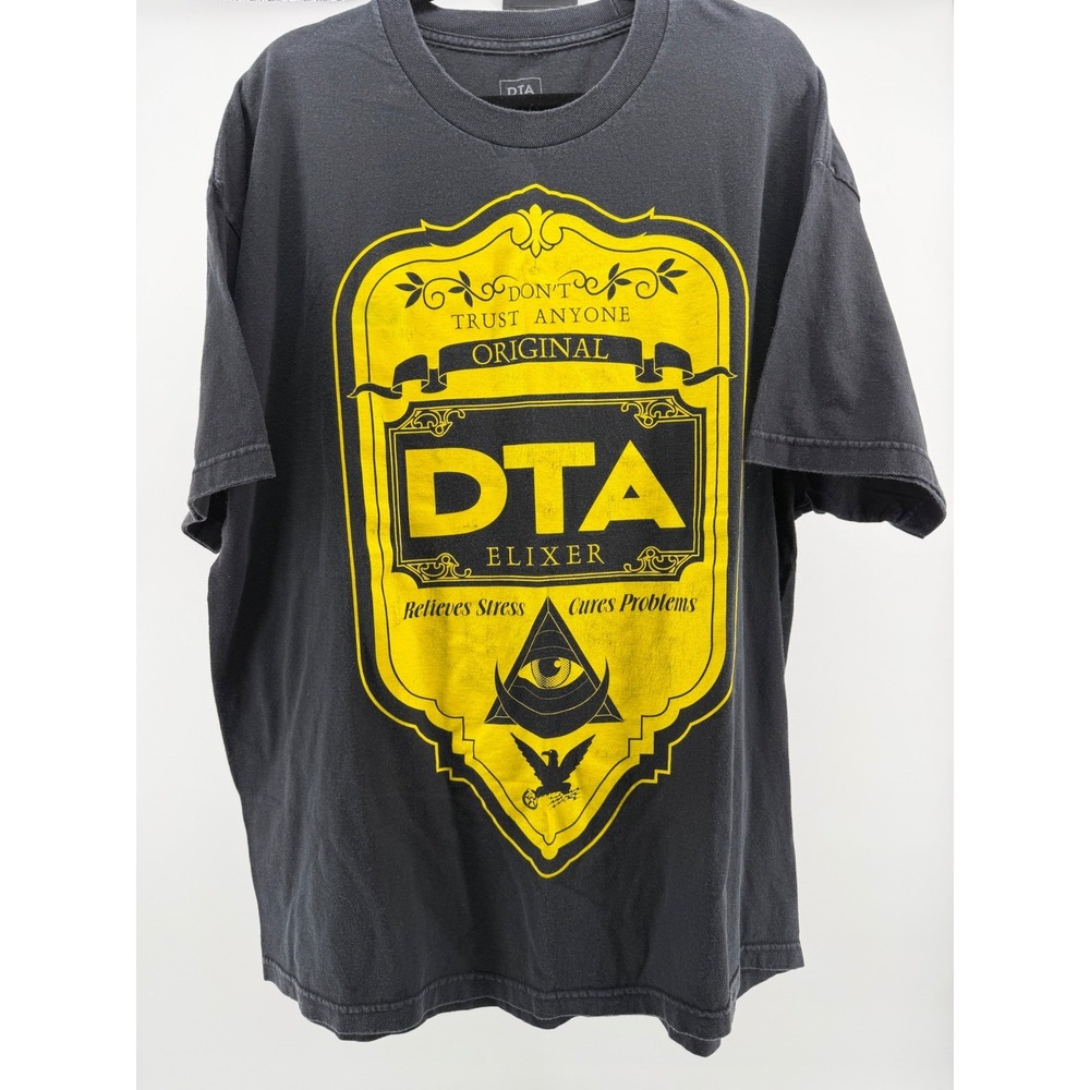 DTA Elixer Graphic T-Shirt XXL Rogue Status Black Yellow Print Streetwear  GUC